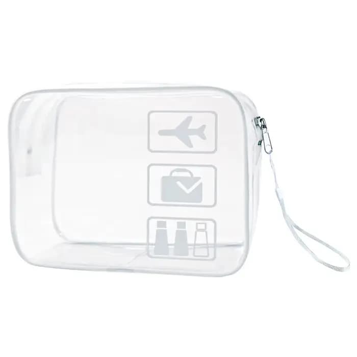 Sac de maquillage transparent à la mode, sac de rangement de voyage pour l'aéroport, sac de toilette
