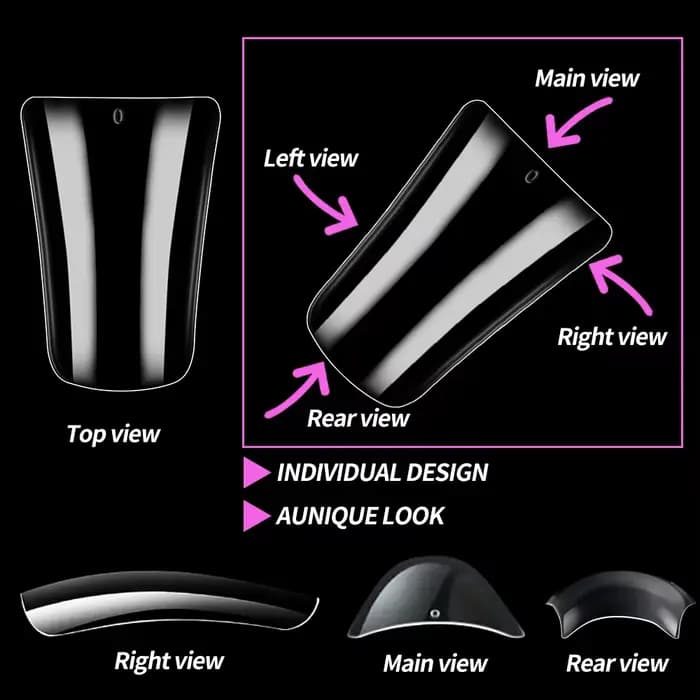 Faux ongles en bec de canard transparent, couverture complète, 12 tailles, Extension d'ongles à pres