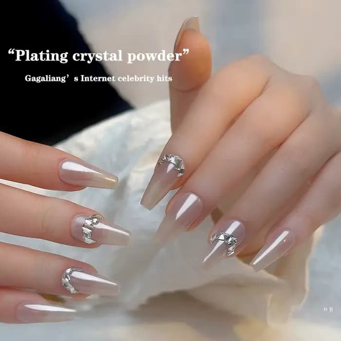 Aurora Pearl White N64.Glitter Dust, Chrome Moonlight White, Frotter sur la poudre, Shell, Mirror Pi