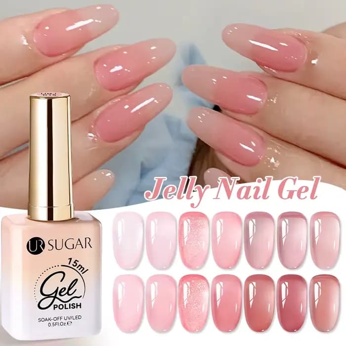 UR SUGAR 15ml gelée nue Gel vernis à ongles rose clair translucide couleur tremper UV LED Gel vernis