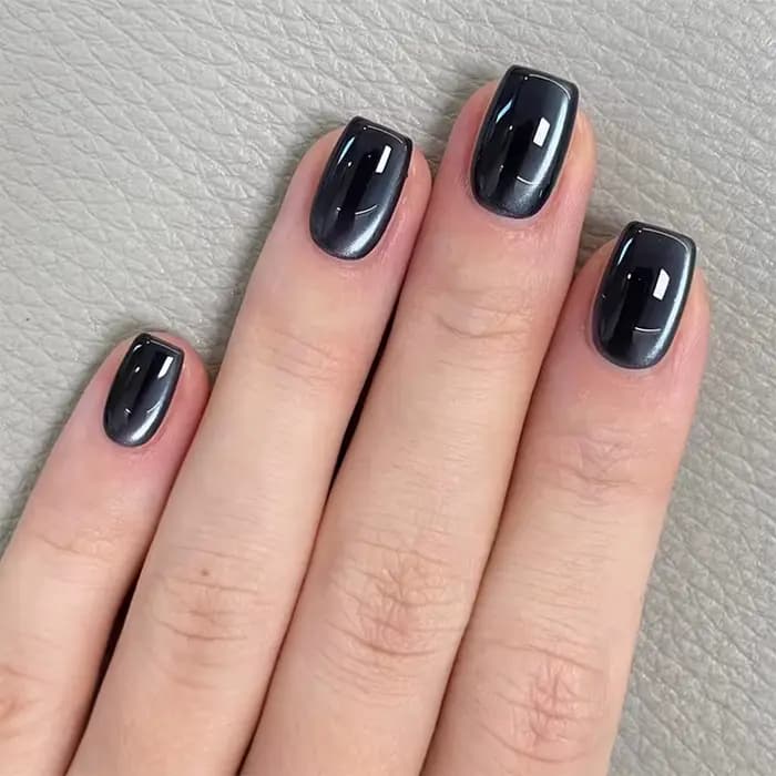 24 pièces cristal oeil de chat faux ongles avec colle court carré presse sur ongles brillant rouge b