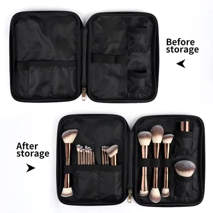 MAANGE 20 pièces pinceaux de maquillage professionnels + sac de rangement double extrémité fond de t