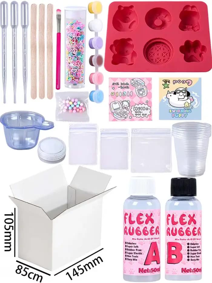 Kit Squishy Taba : Accessoires Faits Main avec Gel Liquide AB, Moule en Silicone Patte d'Ours et Pat