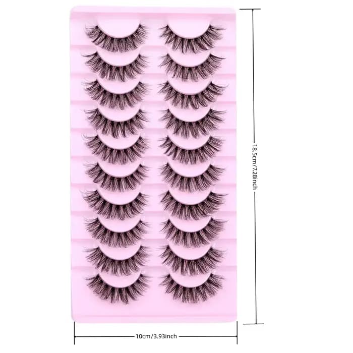 10 paires de cils naturels cils moelleux D Curl cils 3D Volume vaporeux faux cils bandes bande clair