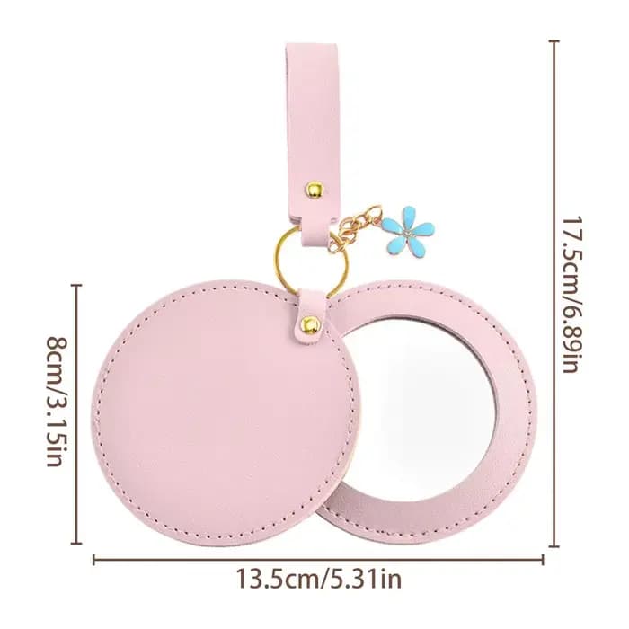 Miroir de maquillage rond en cuir PU, miroir cosmétique portable, mini miroir de poche ultra-fin de