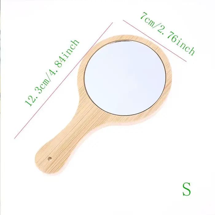 ❄ Miroir à main en bambou naturel – 2 tailles, miroir rond en bois pour la maison et le salon