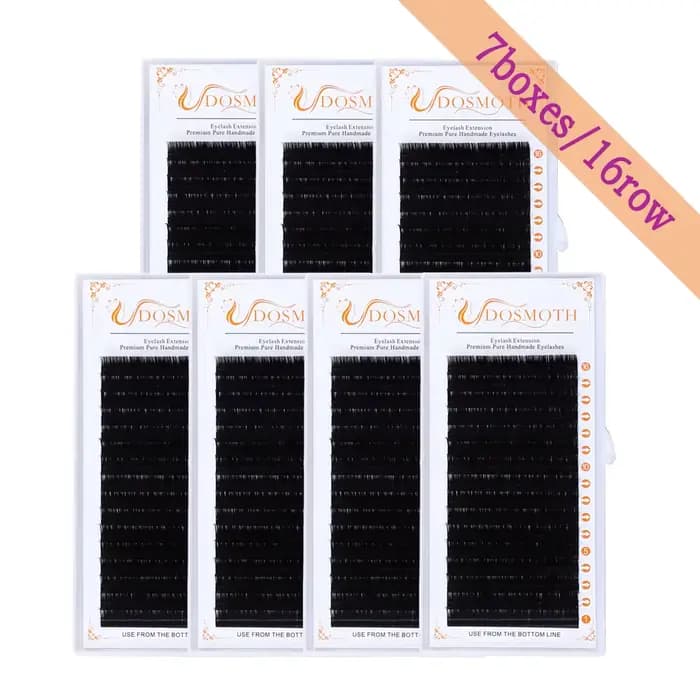 7 plateaux 16 rangées/étui extensions de cils de vison individuelles supples Extension de faux cils