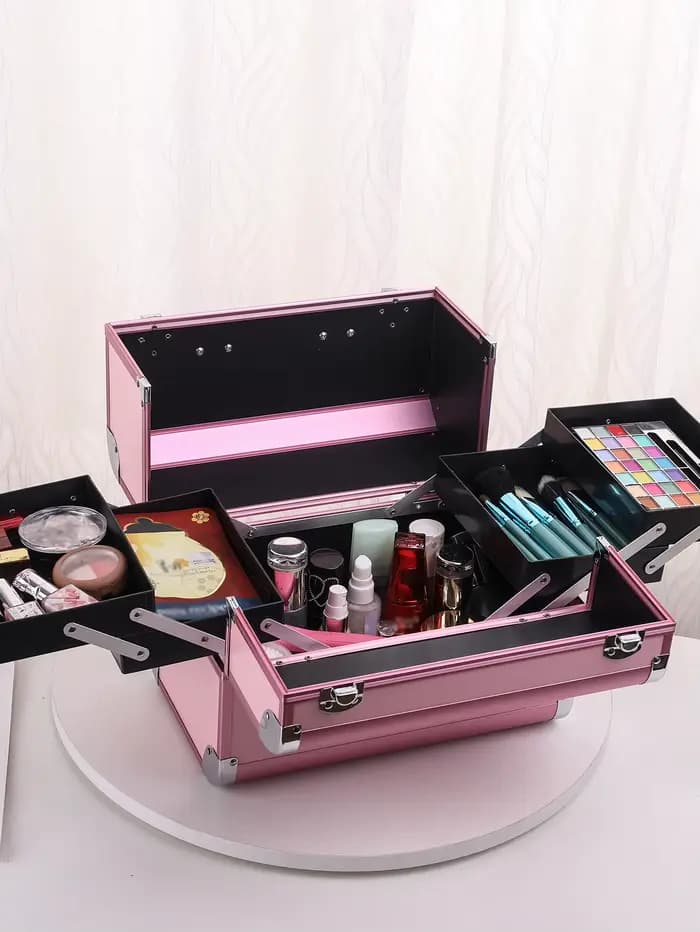 Mallette de maquillage en alliage d'aluminium, boîte à outils de pédicure avec poignée, boîte à cosm