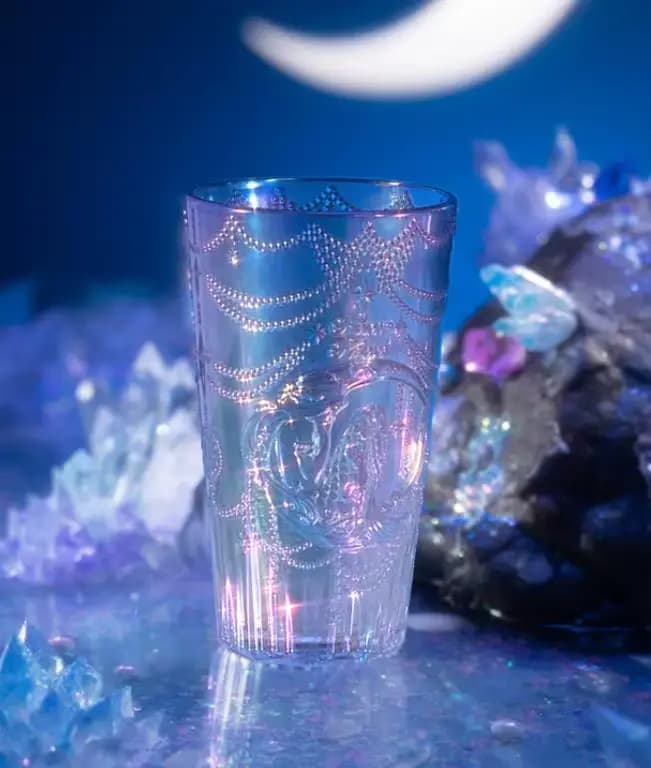 Flower Knows Moonlight Mermaid Miroir de maquillage pour dames, miroir à main en cristal texturé exq
