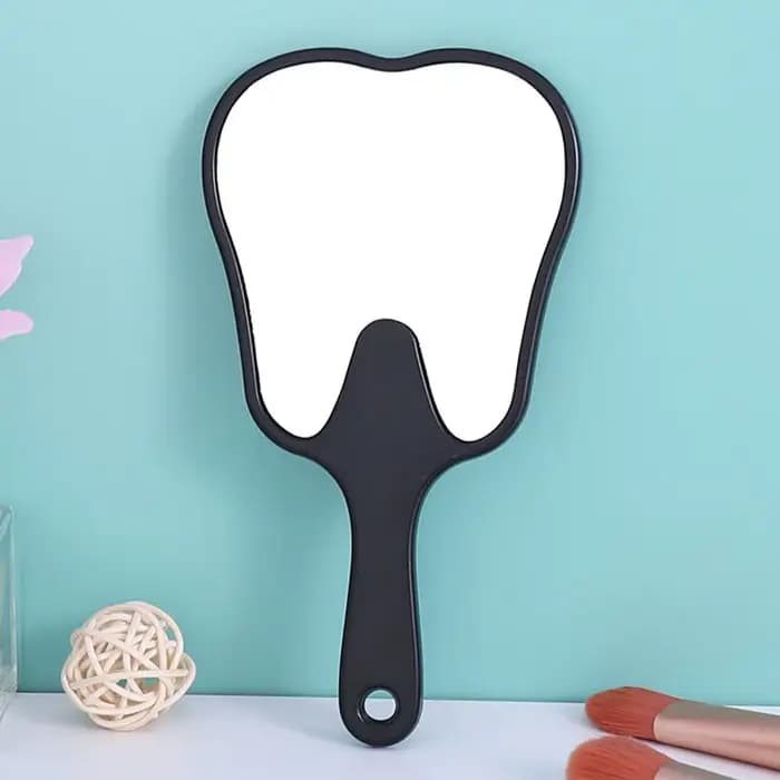 Miroir de maquillage haute définition en forme de dent avec poignée, miroirs dentaires mignons, miro