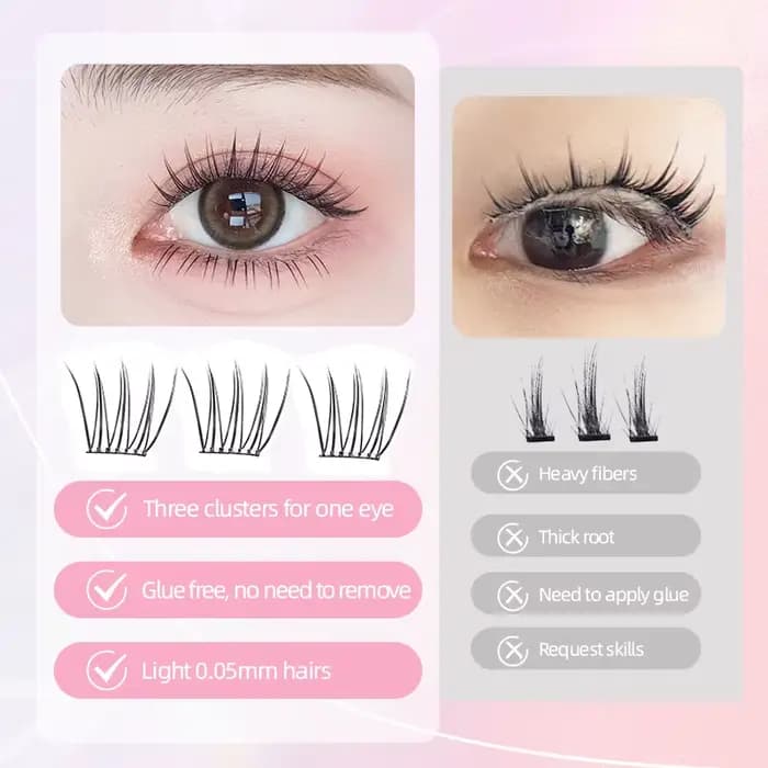 Yelix-Faux-Cils Auto-Adhésifs Sans Colle, Réutilisables, DIY, Segmentés, Grappes de Cils, Sans Colle