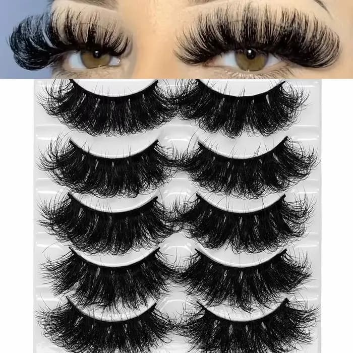 5 paires de cils Faux cils de vison longue durée cils de vison moelleux Volume dramatique Extension