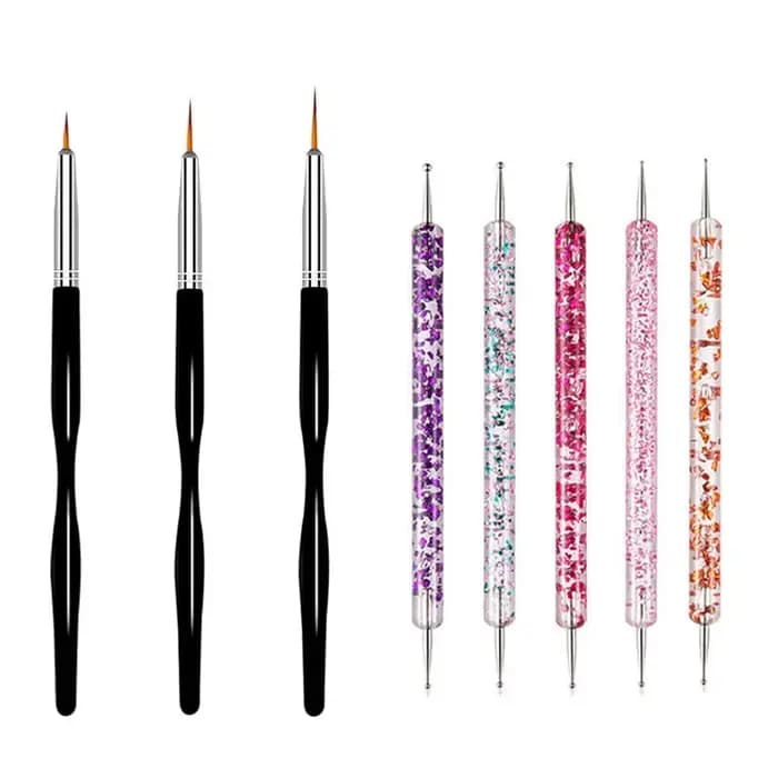 5/20 pièces Nail Art brosse conception pointe peinture dessin sculpture pointillage stylo FlatFan Li