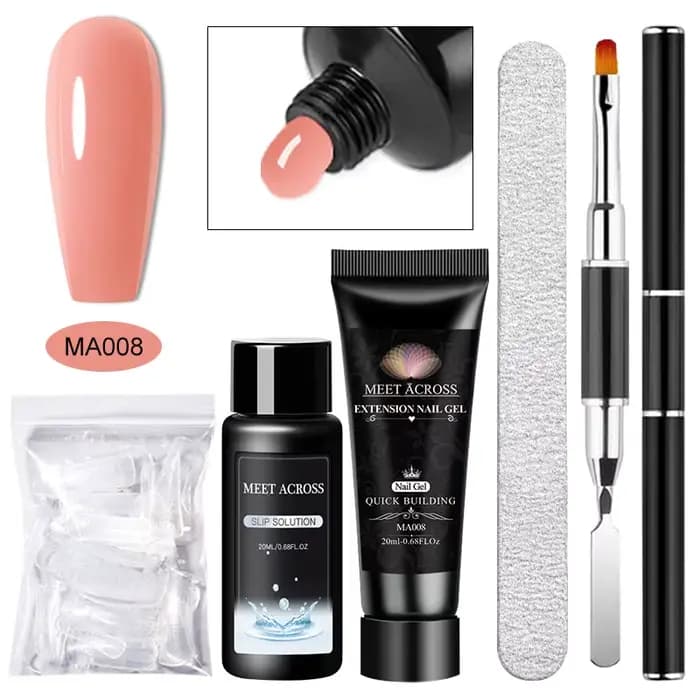 Ensemble de Gel pour ongles en Poly Extension, 5 pièces, blanc clair, nu, rose, vernis de constructi