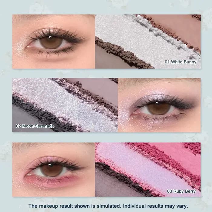 Palette de maquillage Flower Knows Bunny Garden 6 couleurs, blush, illuminateur, thème lapin mignon
