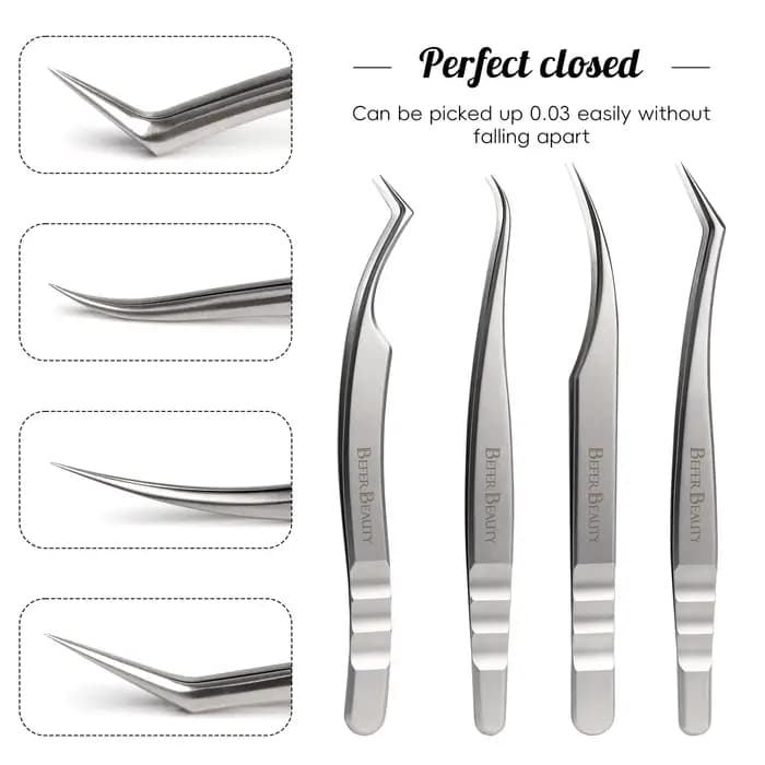 Pincettes antistatiques pour Extension de cils, pincettes professionnelles de Volume de haute précis