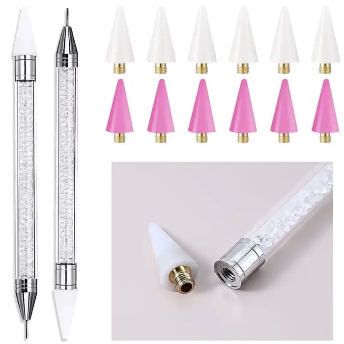 Stylo à points pour ramassage de strass, poignée en cristal, stylo à double extrémité pour perceuse