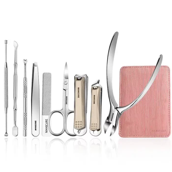 Ensemble de manucure 9 en 1 de haute qualité, Kit pratique professionnel avec étui en cuir, coupe-on