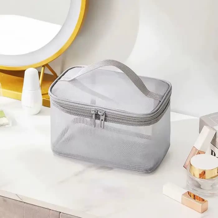 Trousse cosmétique de voyage en maille transparente pour femme, trousse de toilette, rangement de ma