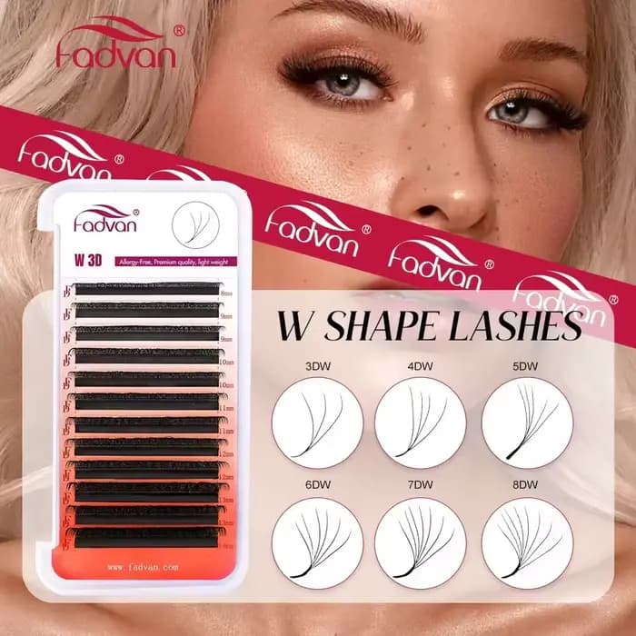 FADVAN 3D/4D/5D/6D/7D/8D Extension de cils en forme de W C D Curl cils de vison naturel préfabriqués