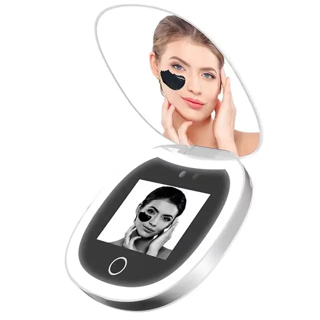 Caméra de test de protection solaire à miroir UV avec lumière, grossissement 2X, maquillage de voyag