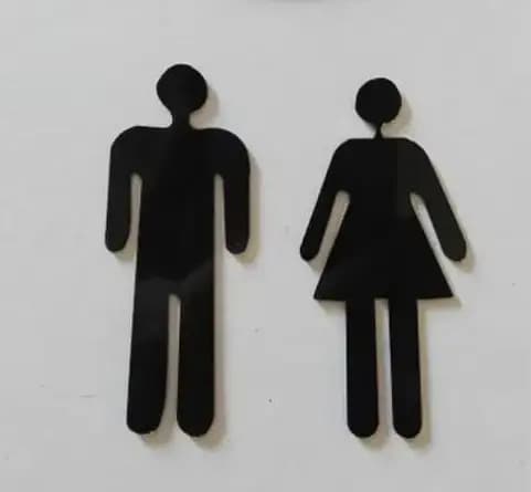 Autocollant mural miroir acrylique 3D, autocollants HOMirror, femme et homme, signe de toilette, por