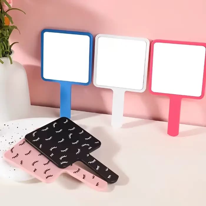 Miroir de maquillage portatif pour Extension de cils, miroir de vanité carré avec poignée en plastiq