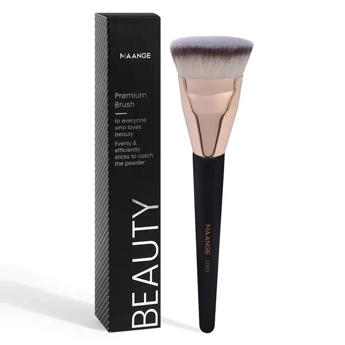 MAANGE-Brosse à fond de teint à tête plate avec boîte, pinceau à fond de teint simple, tube plat et