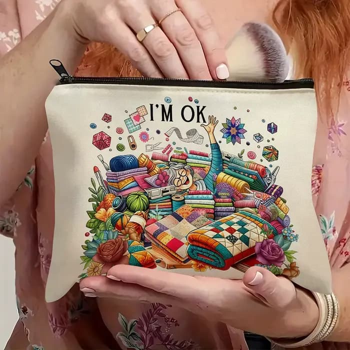 Un sac de maquillage drôle pour machine à coudre – Jolie pochette multifonctionnelle à fermeture écl