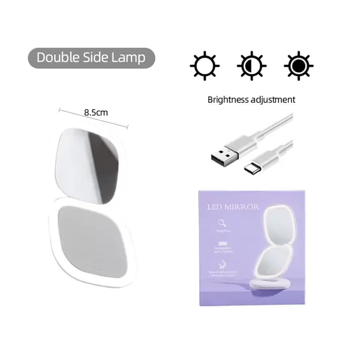 Miroir de maquillage éclairé par LED, grossissement 5x, clair, sans distorsion, rechargeable, longue