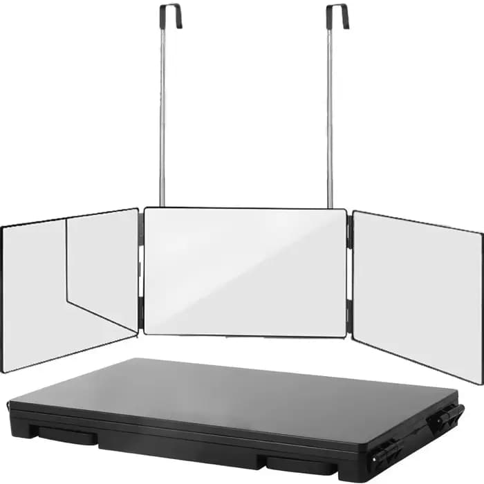 Miroir pliable portable avec crochets télescopiques réglables, miroir multifonction pour la coupe de