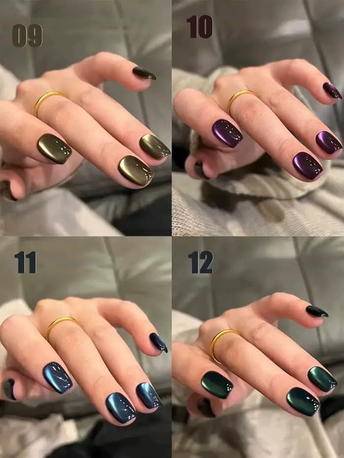 MIANEL 12ML Vernis à ongles gel effet œil de chat Hibiscus Violet, super blanchissant, perles de ver