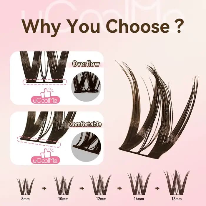 UCoolMe cils marron flore D Curl naturel vaporeux et léger segmenté cils grappe pour le maquillage à