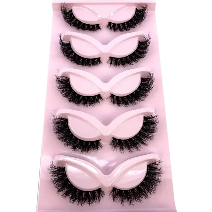 Faux cils de vison de chat et de renard, 5 paires, extrémités ailées, longs cils allongés, doux, nat