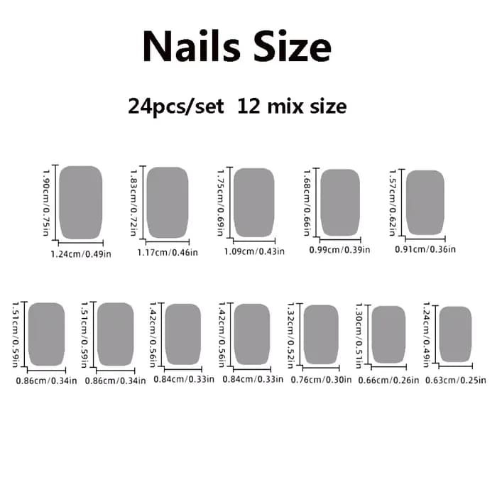 Faux ongles courts métalliques à embouts carrés, 24 pièces/ensemble, rouge, noir, rose, vert, bleu,