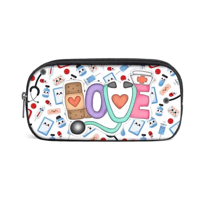 Trousse à Crayons Cosmétique Graphique ECG, Sac de Rangement Portable pour Fournitures Scolaires Ado