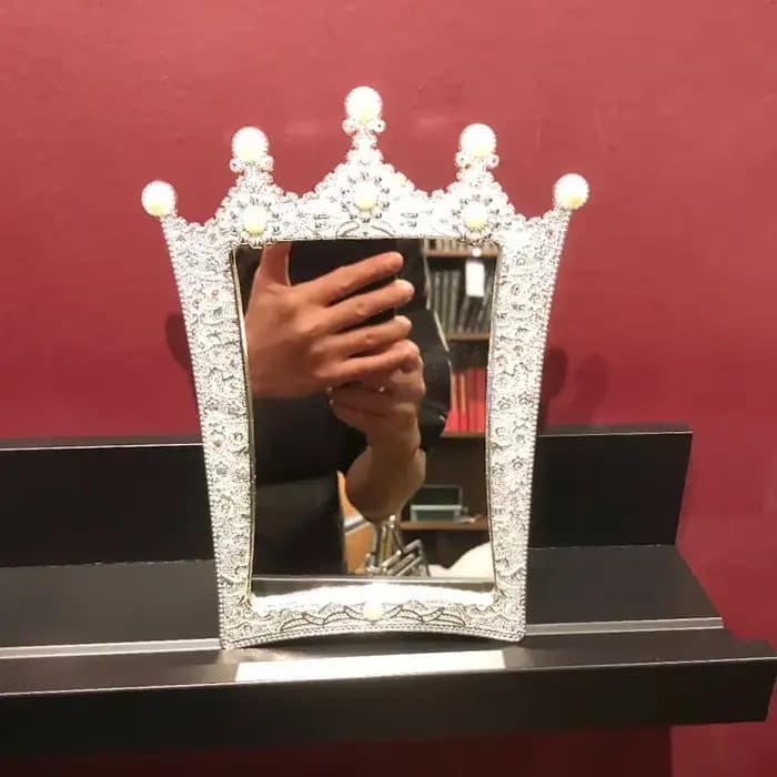 Miroir de maquillage princesse rétro européen simple face, décor de perles coréennes, miroir de maqu