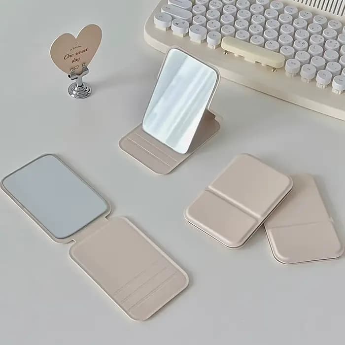 Mini miroir cosmétique pliable haute définition, outils de maquillage, mini miroir pliable pour femm