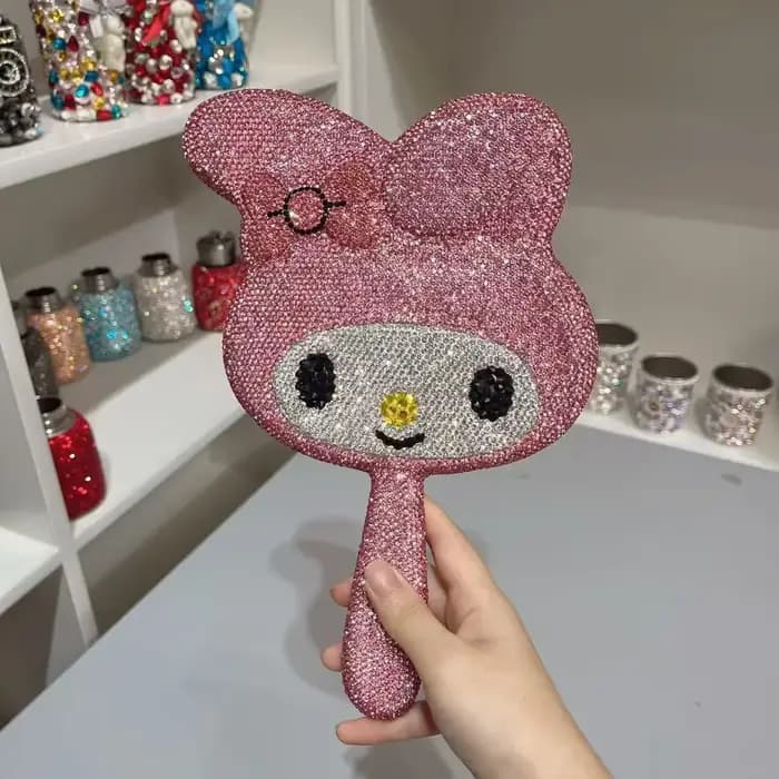 Miroir de maquillage Hello Kitty Diamond Princess, produit fini pour petite amie, accessoires pour f