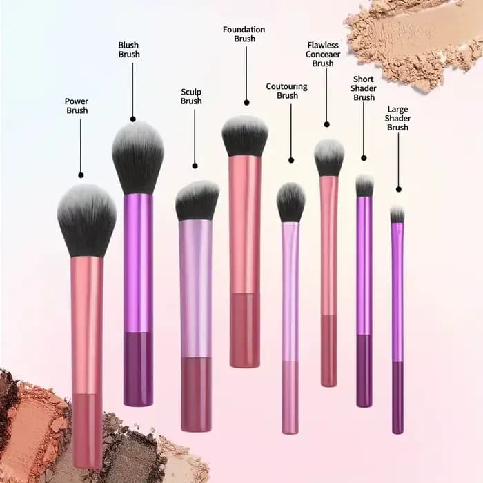 Ensemble de pinceaux de maquillage professionnels 8 pièces, cheveux synthétiques doux et de qualité
