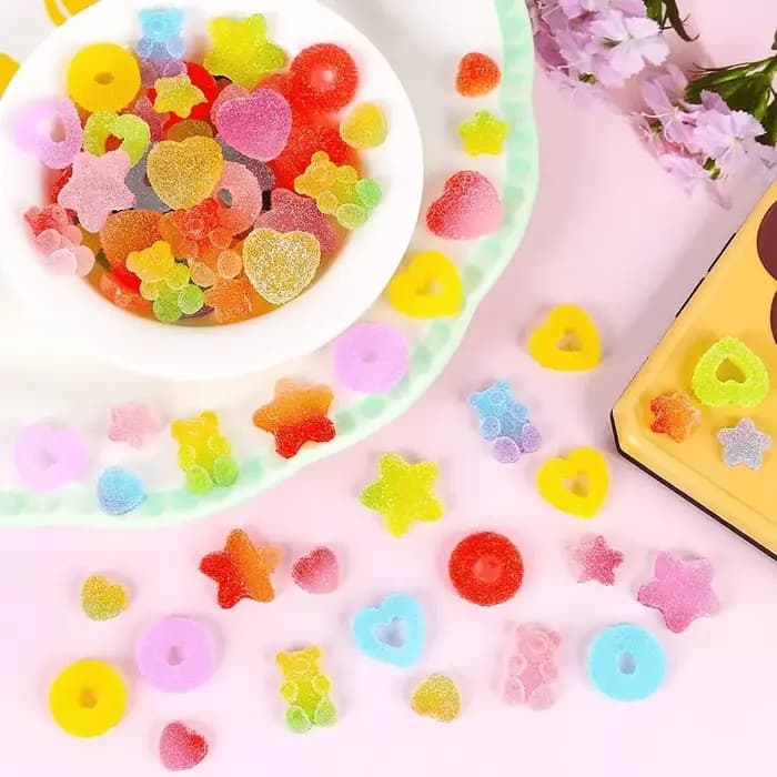 Assortiment de 50 breloques de bonbons, perles à dos plat en résine de sucre gelée douce pour l'arti