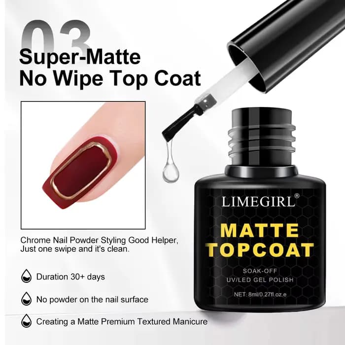 LIMEGIRL 8ml imbiber la couche de Base supérieure mate pour ongles vernis Gel UV Semi Permanent fonc