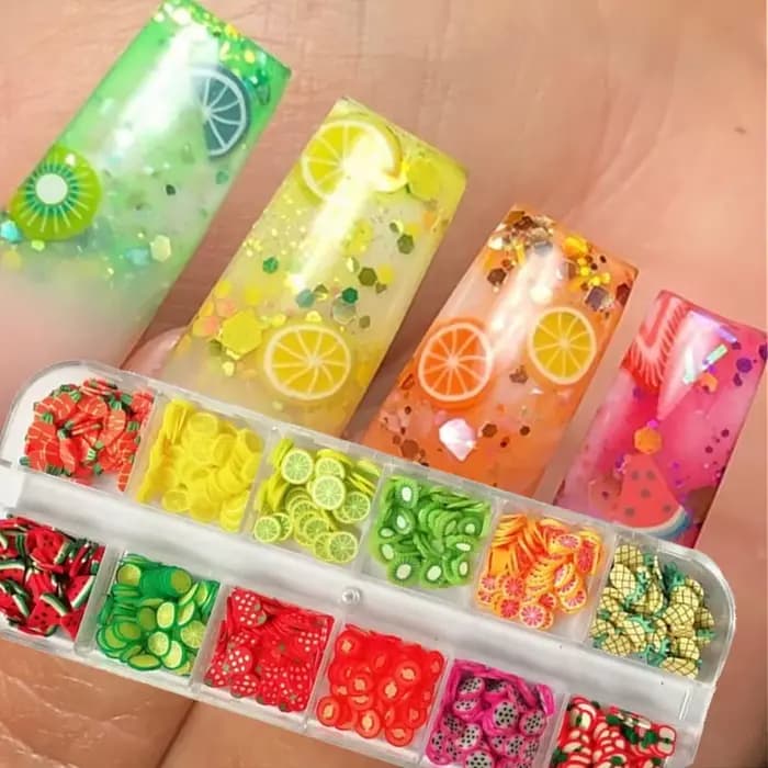 1000pc-240Pc tranches de fruits pour ongles, argile polymère 3D tranches de fruits autocollant tranc