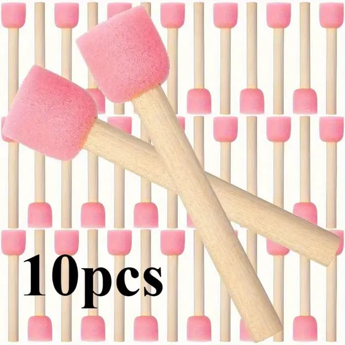 Ensemble de 10 pinceaux en mousse de bois durables - Pinceaux éponge ronds non chargés pour l'artisa