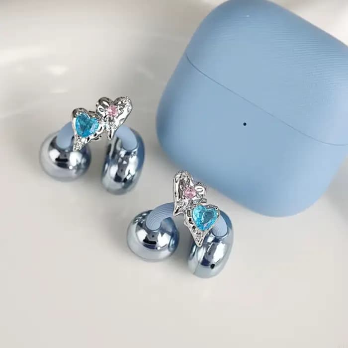 Clip d'oreille en forme cœur bicolore, accessoire crochet d'oreille pour Freeclip 1 2, décoration en