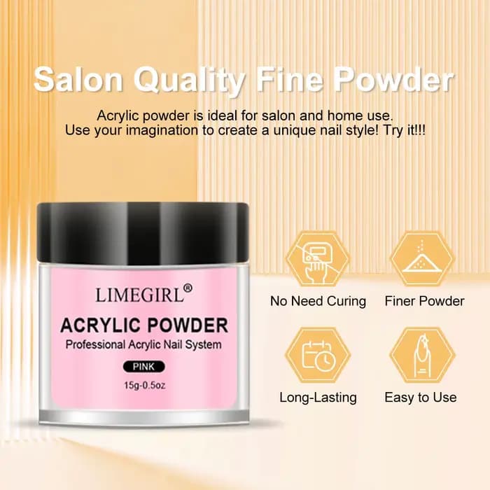LIMEGIRL 5 couleurs poudre acrylique pour ongles professionnel rose clair blanc nu polymère pour Ext