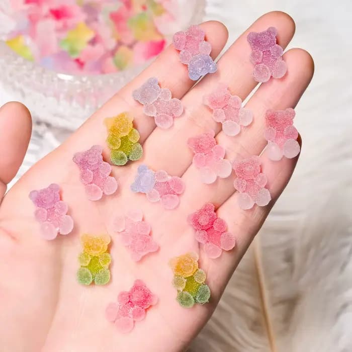 Breloques pour Nail Art, ours gommeux dégradé, Y2K, ours Kawaii, Design en résine, strass, bricolage
