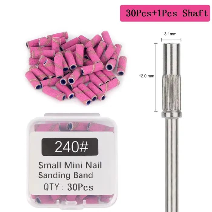 30 pièces 3.1MM Mini bandes de ponçage pour ongles avec arbre 3/32 "forets pour ongles bandes de sab