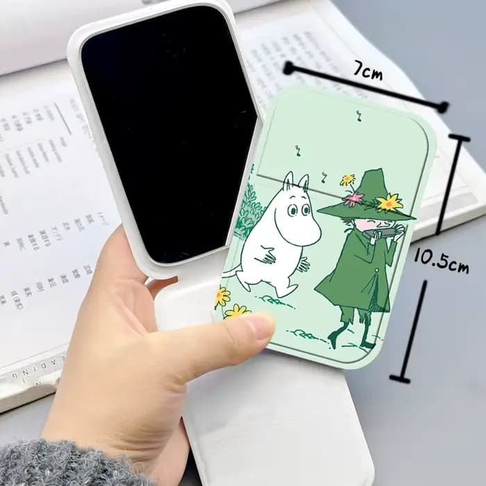 Miroir pliable léger de la série Moomins Kawaii Anime, miroir de maquillage portable avec impression