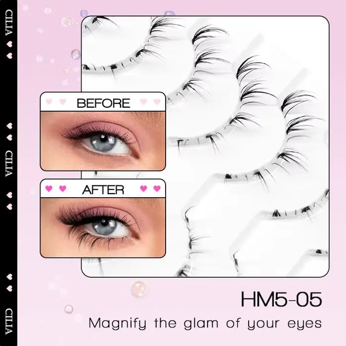 10 paires de cils inférieurs Manga, bande transparente, vaporeux, petite flamme sous les yeux, maqui